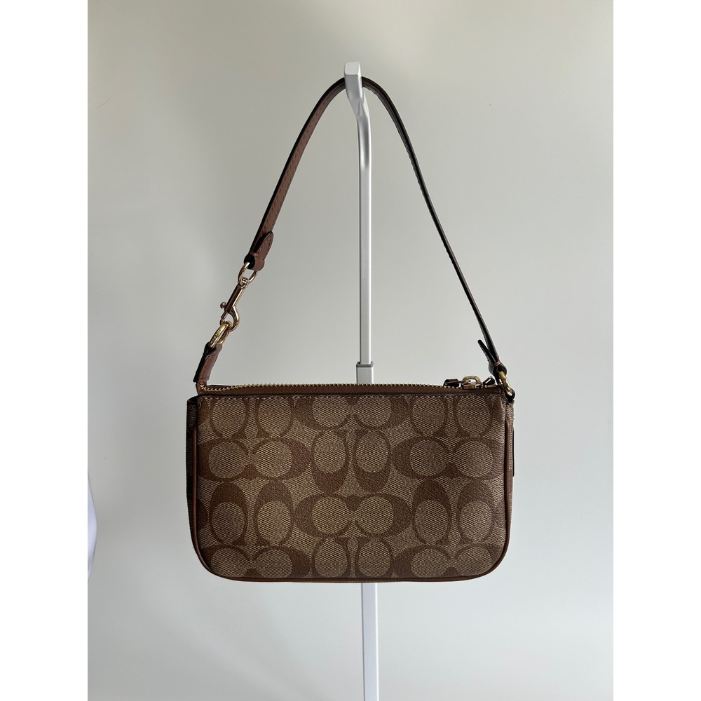 Coach Nolita 19 Brown Signature Coated Canvas Shoulder Bag Excellent - Picture 2 of 8